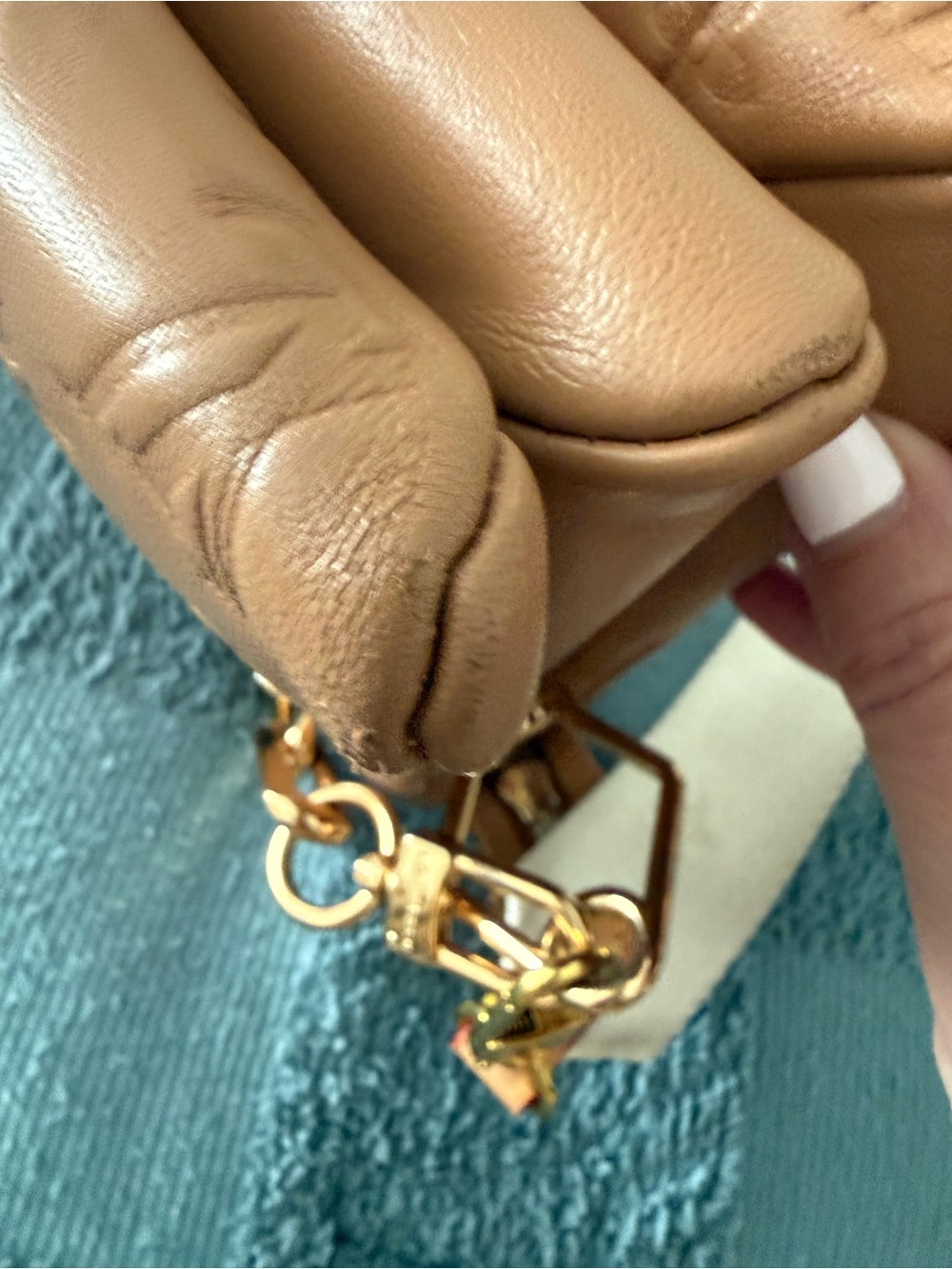 Louis Vuitton Camel Embossed Monogram Crossbody Coussin with Cream Strap - Picture 11 of 16